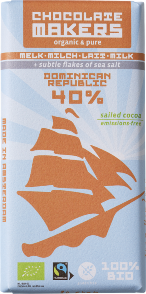 Produktfoto zu Schokolade Tres Hombres 40%, mit Meersalz