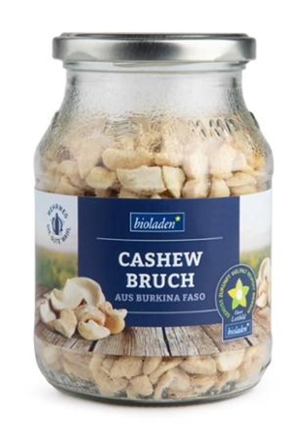 Produktfoto zu b*Cashew Bruch, bioladen fair-Projekt, Mehrweg, Pfandglas bitte zurückgeben