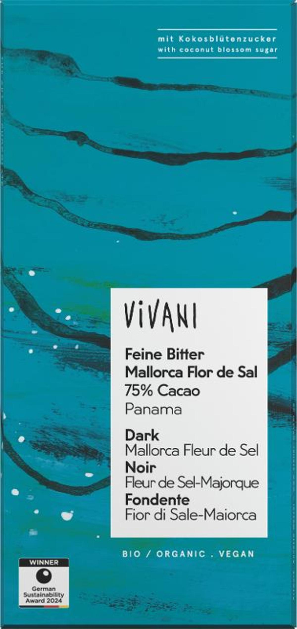 Produktfoto zu Schokolade, Feine Bitter Mallorca Flor de Sal, 75 % Cacao