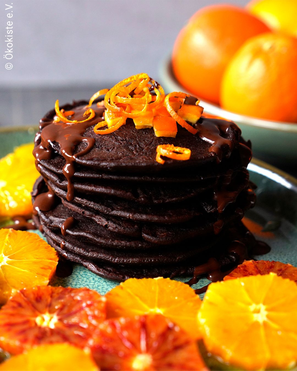 Schoko-Pancakes, Orangen