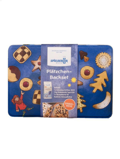 Produktfoto zu Plätzchen Backset Dose mit 1 kg Dinkelmehl