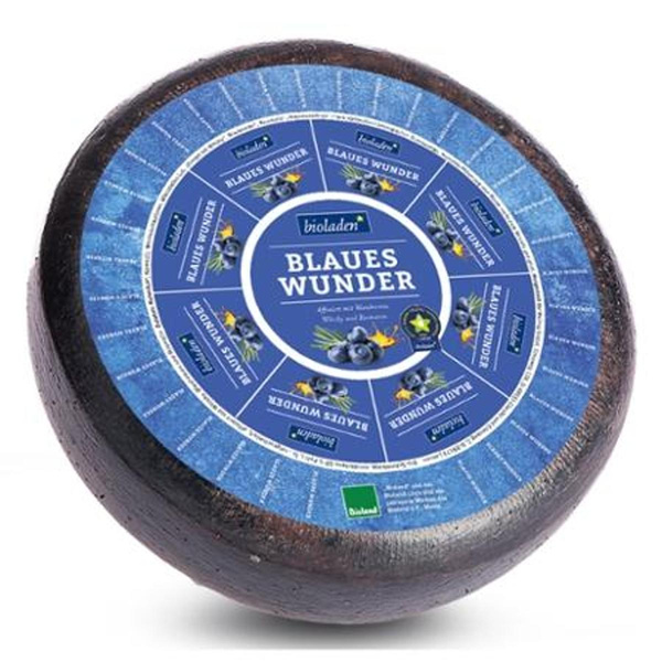 Produktfoto zu b* Blaues Wunder, bioladen, Schnittkäse affiniert mit Blaubeeren, Whiskey und Rosmarin