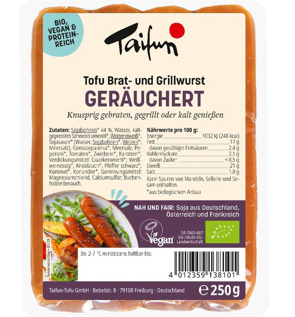 Produktfoto zu Tofu Brat-u.Grillwurst scharf und geräuchert